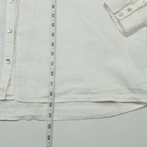 Eileen Fisher White Organic Handkerchief Linen Classic Band Collar Shirt Large - Picture 5 of 9